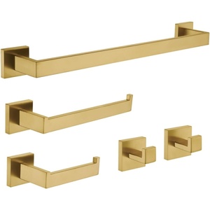 image:imageKingston Brass BAHK6024778C Lasdun 5Piece 18Inch Towel Bar Bathroom Accessory Set in Polished ChromeBrushed Brass
