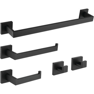 image:imageKingston Brass BAHK6024778C Lasdun 5Piece 18Inch Towel Bar Bathroom Accessory Set in Polished ChromeMatte Black