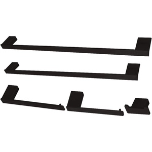 image:imageKingston Brass BAHK6312478C Metzinger 5Piece 18Inch and 24Inch Towel Bars Bathroom Accessory Set in Polished ChromeBlack