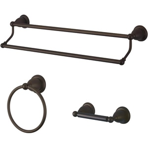 image:imageKingston Brass BAK175348C Heritage 3Piece 24Inch Dual Towel Bar Bathroom Accessory Set in Polished ChromeOil Rubbed Bronze