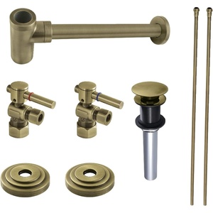 image:imageKingston Brass CC53303DLTRMK1 Trimscape Modern Plumbing Sink Trim Kit with Bottle Trap and Drain No Overflow in Antique Brass