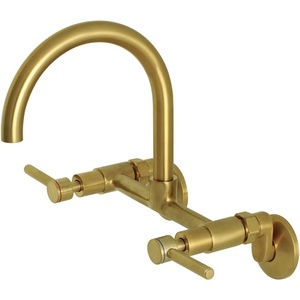 image:imageKingston Brass Concord 8Inch Adjustable Center Wall Mount Kitchen Faucet Polished ChromeBrushed Brass
