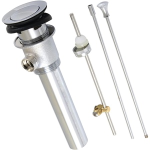 image:imageKingston Brass KBT2120 Brass PopUp Drain with Overflow and Extra Long PopUp rod 22 Gauge Polished NickelPolished Chrome