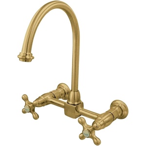 image:imageKingston Brass KS1292AX Restoration Wall Mount Bridge Kitchen Faucet Polished BrassPolished Brass