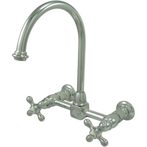 image:imageKingston Brass KS1292AX Restoration Wall Mount Bridge Kitchen Faucet Polished BrassPolished Chrome