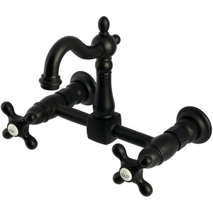image:imageKingston Brass KS2440AX Heritage TwoHandle Wall Mount Kitchen Faucet Matte BlackMatte Black