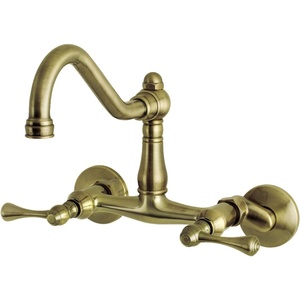 image:imageKingston Brass KS3221BL Vintage 6 Adjustable Center Wall Mount Kitchen Faucet Polished ChromeAntique Brass