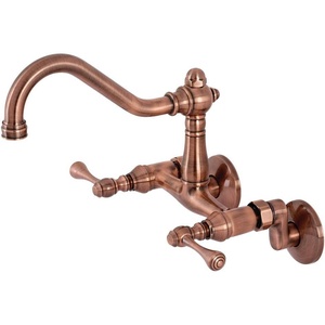 image:imageKingston Brass KS3221BL Vintage 6 Adjustable Center Wall Mount Kitchen Faucet Polished ChromeAntique Copper