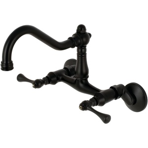 image:imageKingston Brass KS3221BL Vintage 6 Adjustable Center Wall Mount Kitchen Faucet Polished ChromeMatte Black