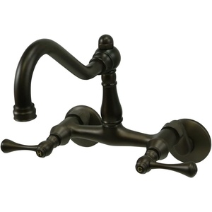 image:imageKingston Brass KS3221BL Vintage 6 Adjustable Center Wall Mount Kitchen Faucet Polished ChromeOil Rubbed Bronze