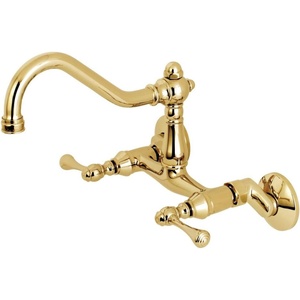 image:imageKingston Brass KS3221BL Vintage 6 Adjustable Center Wall Mount Kitchen Faucet Polished ChromePolished Brass