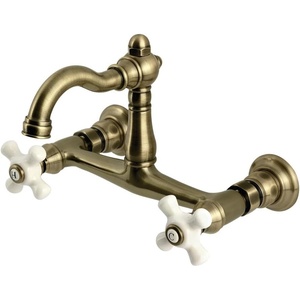 image:imageKingston Brass KS3250PX Vintage Wall Mount Kitchen Faucet Matte BlackAntique Brass