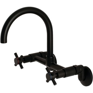 image:imageKingston Brass KS414PB Concord 8Inch Adjustable Center Wall Mount Kitchen Faucet Polished BrassMatte Black