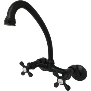 image:imageKingston Brass Kingston 6Inch Adjustable Center Wall Mount Kitchen Faucet Brushed BrassMatte Black