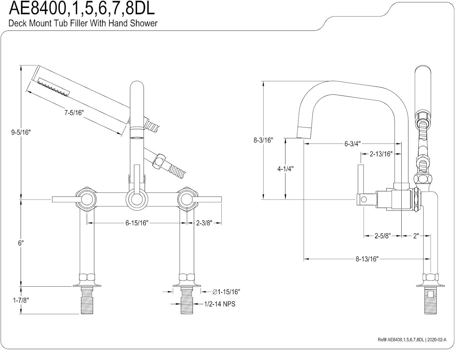 image:imageAqua Vintage AE8407DL Concord Deck Mount Clawfoot Tub Faucet Brushed BrassBrushed Brass