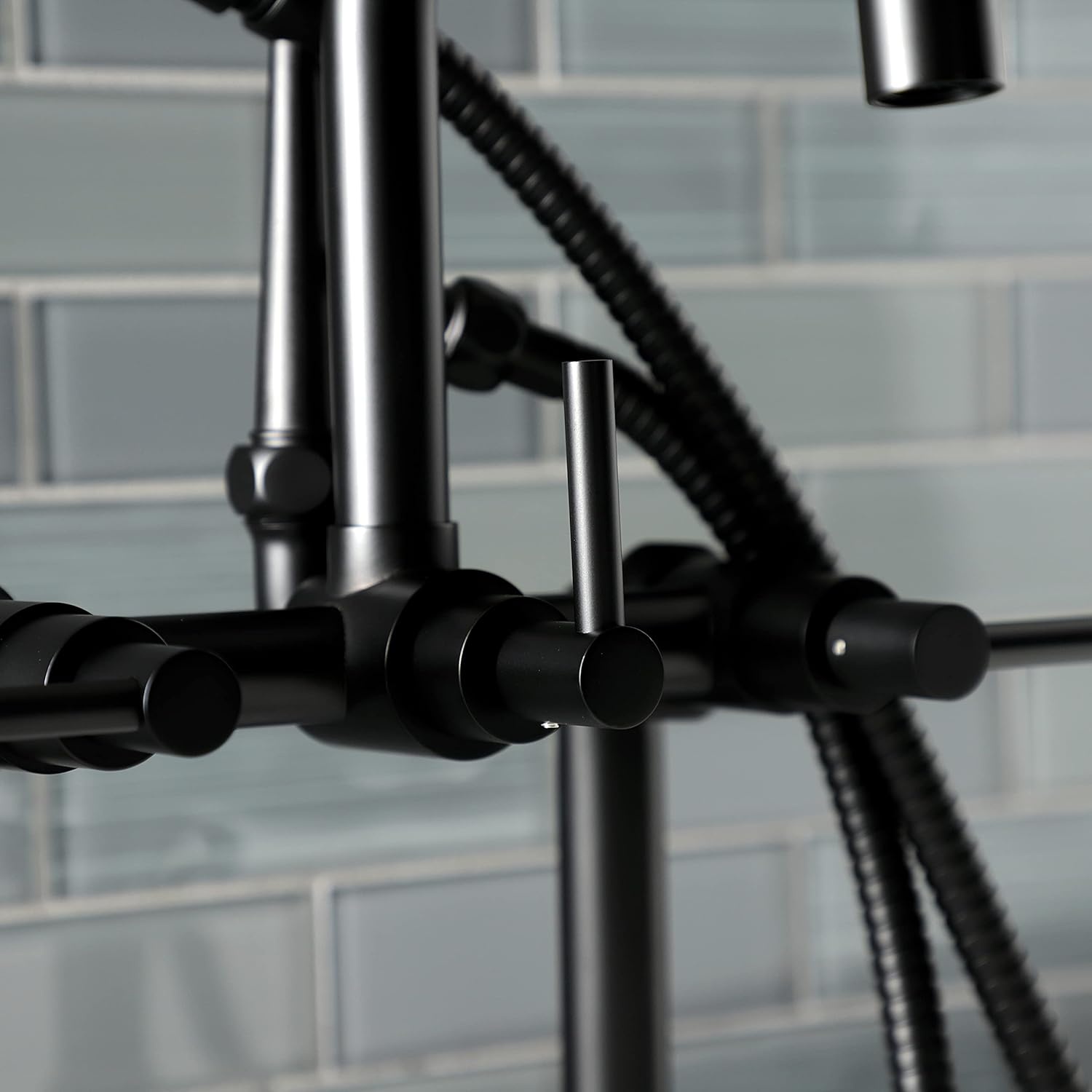 image:imageAqua Vintage AE8407DL Concord Deck Mount Clawfoot Tub Faucet Brushed BrassMatte Black