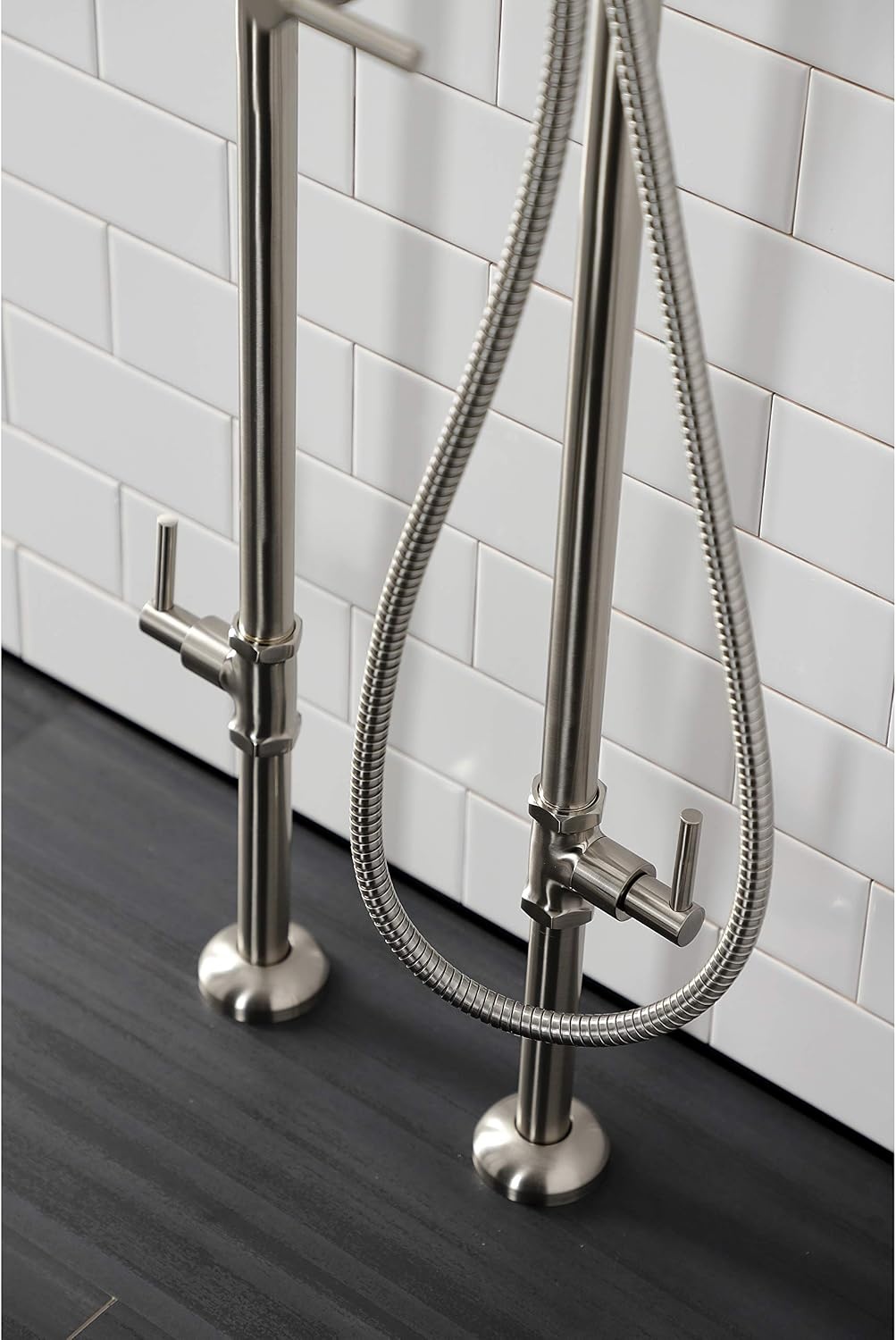 image:imageAqua Vintage CCK8107DL Concord Freestanding Tub Faucet with Supply Line Stop Valve Brushed BrassBrushed Nickel
