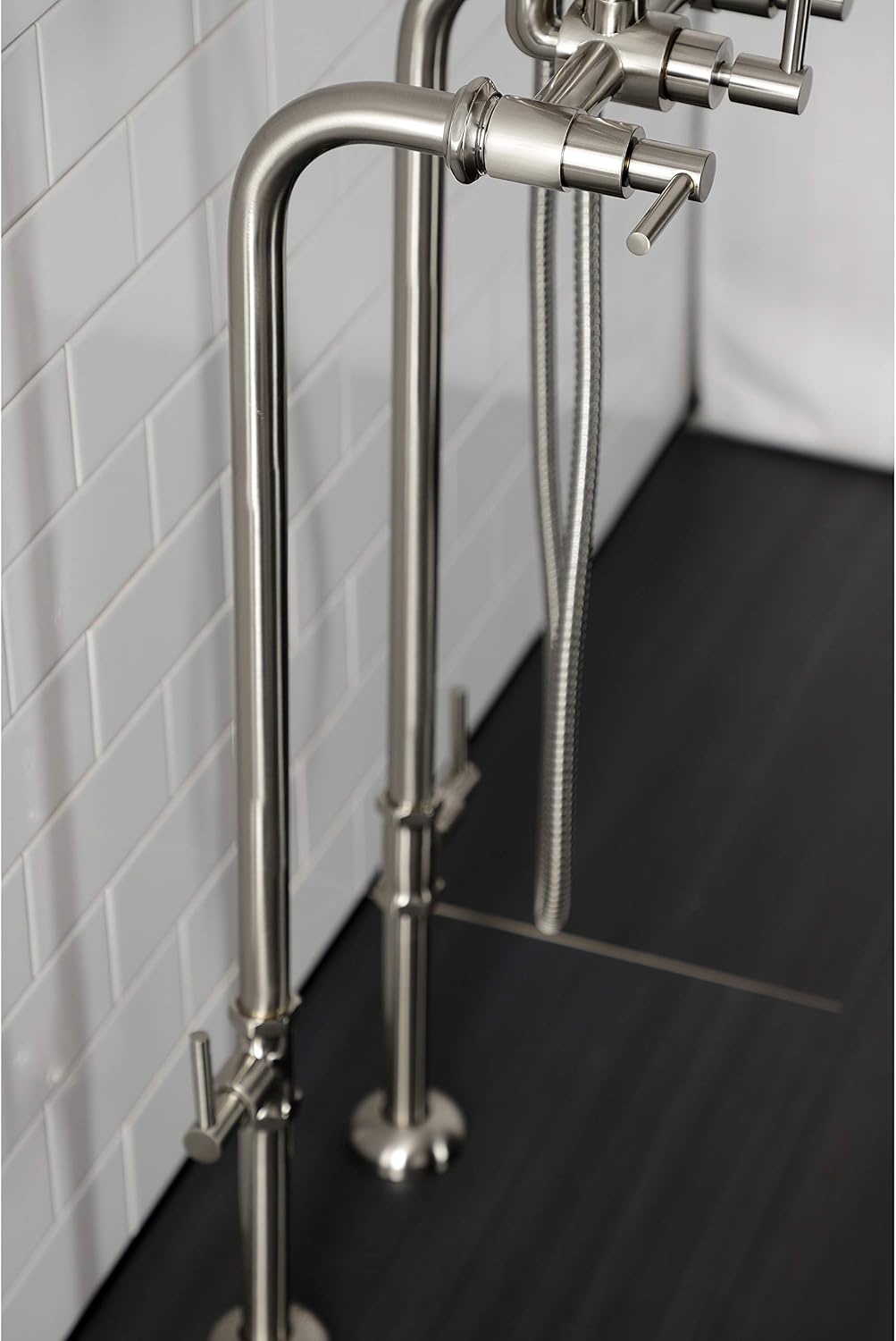 image:imageAqua Vintage CCK8107DL Concord Freestanding Tub Faucet with Supply Line Stop Valve Brushed BrassBrushed Nickel