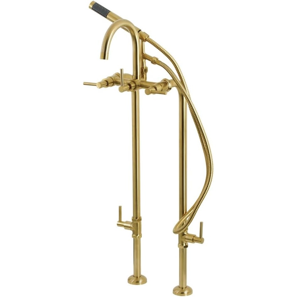 image:imageAqua Vintage CCK8107DL Concord Freestanding Tub Faucet with Supply Line Stop Valve Brushed BrassBrushed Brass