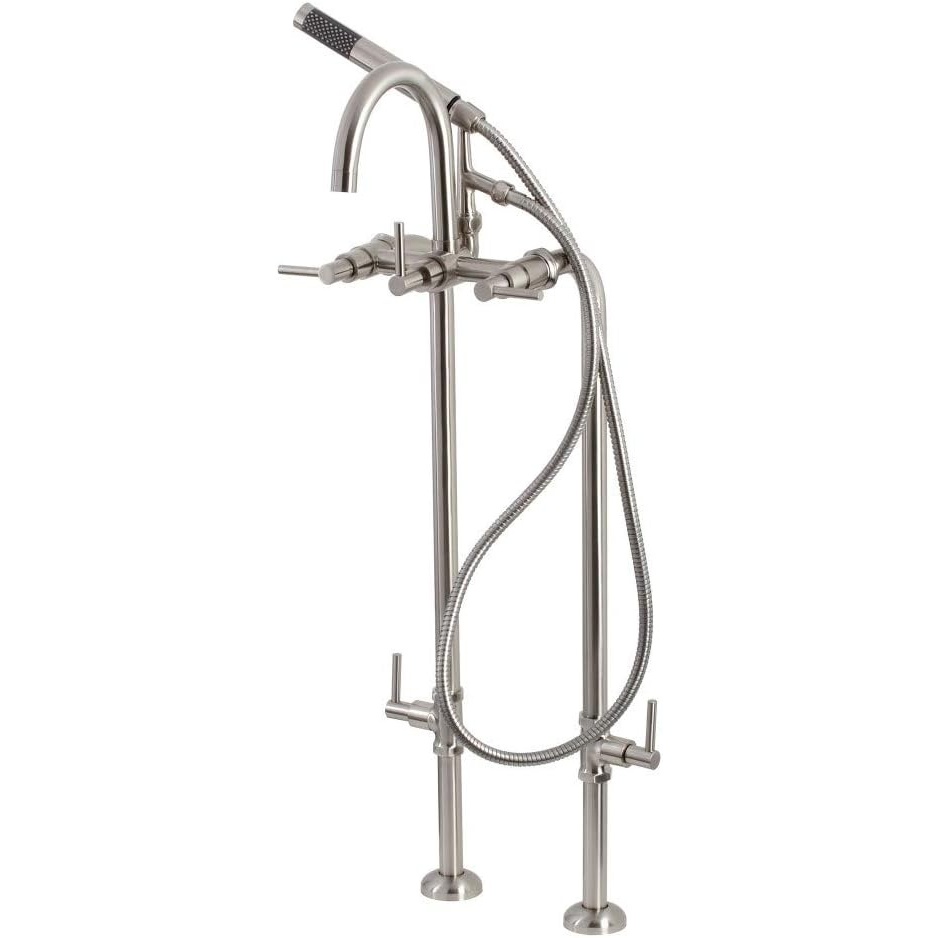 image:imageAqua Vintage CCK8107DL Concord Freestanding Tub Faucet with Supply Line Stop Valve Brushed BrassBrushed Nickel