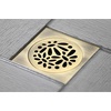 image:imageFloral 4 Brass Square Grid Shower Drain with Hair Strainer Antique Brass