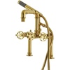 image:imageKingston Brass AE6007RKX Webb 7 Center DeckMount Clawfoot Tub Faucet with Knurled Handle and Hand Shower Brushed BrassBrushed Brass
