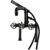 image:imageKingston Brass AE6007RKX Webb 7 Center DeckMount Clawfoot Tub Faucet with Knurled Handle and Hand Shower Brushed BrassMatte Black
