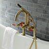 image:imageKingston Brass AE8107DKL Kaiser 2Handle 7Inch Deck Mount Clawfoot Tub Faucet with Hand Shower Brushed BrassBrushed Brass
