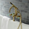 image:imageKingston Brass AE8107DKL Kaiser 2Handle 7Inch Deck Mount Clawfoot Tub Faucet with Hand Shower Brushed BrassBrushed Brass
