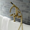 image:imageKingston Brass AE8107DKL Kaiser 2Handle 7Inch Deck Mount Clawfoot Tub Faucet with Hand Shower Brushed BrassBrushed Brass