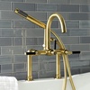 image:imageKingston Brass AE8107DKL Kaiser 2Handle 7Inch Deck Mount Clawfoot Tub Faucet with Hand Shower Brushed BrassBrushed Brass