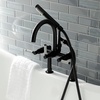 image:imageKingston Brass AE8107DKL Kaiser 2Handle 7Inch Deck Mount Clawfoot Tub Faucet with Hand Shower Brushed BrassMatte Black