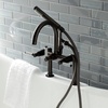 image:imageKingston Brass AE8107DKL Kaiser 2Handle 7Inch Deck Mount Clawfoot Tub Faucet with Hand Shower Brushed BrassOil Rubbed Bronze