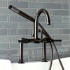 image:imageKingston Brass AE8107DKL Kaiser 2Handle 7Inch Deck Mount Clawfoot Tub Faucet with Hand Shower Brushed BrassOil Rubbed Bronze
