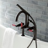 image:imageKingston Brass AE8107DKL Kaiser 2Handle 7Inch Deck Mount Clawfoot Tub Faucet with Hand Shower Brushed BrassOil Rubbed Bronze