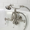 image:imageKingston Brass CA1012T1 Heritage ThreeHandle 2Hole Tub Wall Mount Clawfoot Tub Faucet with Hand Shower in Polished ChromeBrushed Nickel