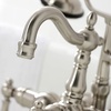 image:imageKingston Brass CA1012T1 Heritage ThreeHandle 2Hole Tub Wall Mount Clawfoot Tub Faucet with Hand Shower in Polished ChromeBrushed Nickel