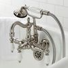 image:imageKingston Brass CA1012T1 Heritage ThreeHandle 2Hole Tub Wall Mount Clawfoot Tub Faucet with Hand Shower in Polished ChromeBrushed Nickel