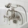 image:imageKingston Brass CA1012T1 Heritage ThreeHandle 2Hole Tub Wall Mount Clawfoot Tub Faucet with Hand Shower in Polished ChromeBrushed Nickel