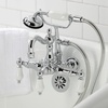 image:imageKingston Brass CA1012T1 Heritage ThreeHandle 2Hole Tub Wall Mount Clawfoot Tub Faucet with Hand Shower in Polished ChromePolished Chrome