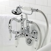 image:imageKingston Brass CA1012T1 Heritage ThreeHandle 2Hole Tub Wall Mount Clawfoot Tub Faucet with Hand Shower in Polished ChromePolished Chrome