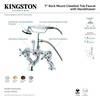 image:imageKingston Brass CC416T1 Vintage Deck Mount 7Inch Spread Tub Filler with Hand Shower Metal Cross Handle Polished ChromeOil Rubbed Bronze