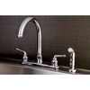 image:imageKingston Brass FB7798NMLSP Naples 8Inch Centerset Kitchen Faucet with Sprayer Brushed NickelPolished Chrome