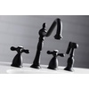 image:imageKingston Brass KB1793AXBS Widespread Kitchen Faucet Antique BrassMatte Black