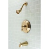 image:imageKingston Brass KB3633ACL American Classic SingleHandle Pressure Balanced Tub and Shower Faucet in Antique BrassBrushed Brass