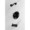 image:imageKingston Brass KB3637AX Restoration SingleHandle Pressure Balanced Tub and Shower Faucet in Brushed BrassMatte Black