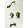 image:imageKingston Brass KB666PLAC Vintage DoubleHandle Pressure Balanced Tub and Shower Faucet in Antique CopperPolished Chrome