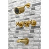 image:imageKingston Brass KBX8137DX Concord TripleHandle Tub and Shower Faucet in Brushed BrassBrushed Brass