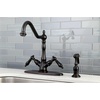 image:imageKingston Brass KS1238PKLBS Duchess 8 inch Centerset Deck Mount Kitchen Faucet with Brass Sprayer 812 inch In Spout Reach Brushed NickelOil Rubbed Bronze