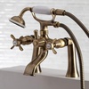 image:imageKingston Brass KS288SN ESSEX 7 Centers Deck Mount Clawfoot Tub Filler with Hand Shower 7 Spread Brushed NickelAntique Brass